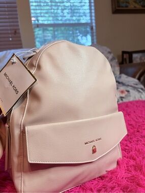 Michael Kors Pale Pink Leather Backpack with Gold Hardware